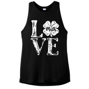 Love Shamrock Math Teacher St Patricks Day Ladies PosiCharge Tri-Blend Wicking Tank