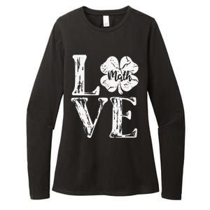 Love Shamrock Math Teacher St Patricks Day Womens CVC Long Sleeve Shirt