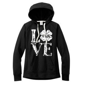 Love Shamrock Math Teacher St Patricks Day Women's Fleece Hoodie