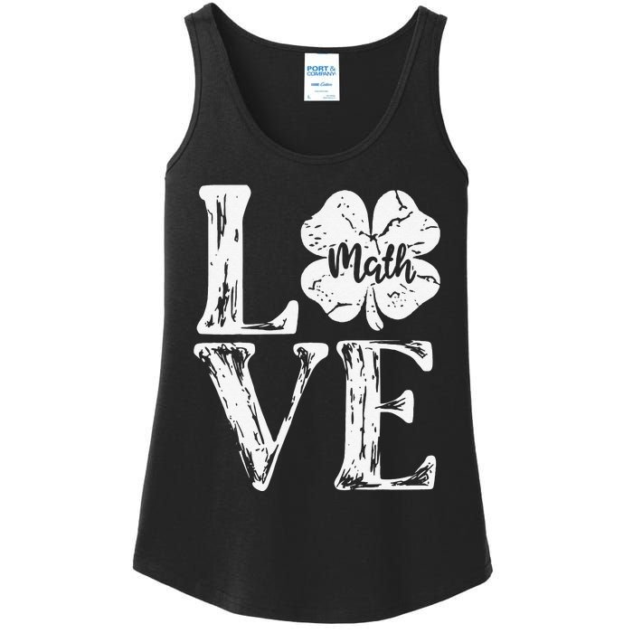 Love Shamrock Math Teacher St Patricks Day Ladies Essential Tank