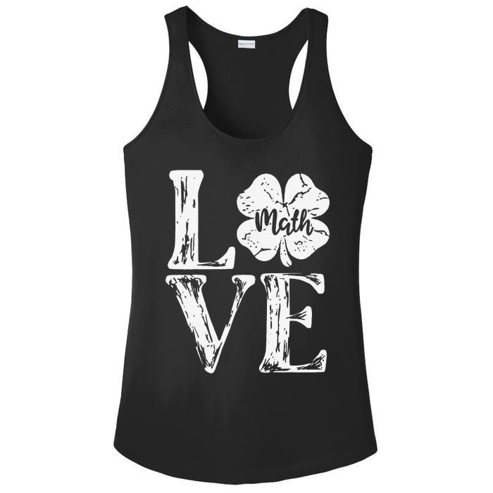 Love Shamrock Math Teacher St Patricks Day Ladies PosiCharge Competitor Racerback Tank