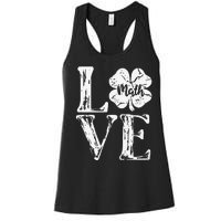 Love Shamrock Math Teacher St Patricks Day Women's Racerback Tank