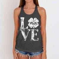 Love Shamrock Math Teacher St Patricks Day Women's Knotted Racerback Tank