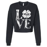 Love Shamrock Math Teacher St Patricks Day Cropped Pullover Crew