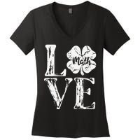 Love Shamrock Math Teacher St Patricks Day Women's V-Neck T-Shirt