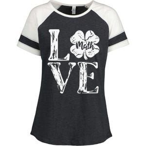 Love Shamrock Math Teacher St Patricks Day Enza Ladies Jersey Colorblock Tee