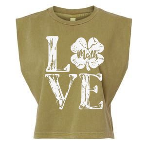 Love Shamrock Math Teacher St Patricks Day Garment-Dyed Women's Muscle Tee