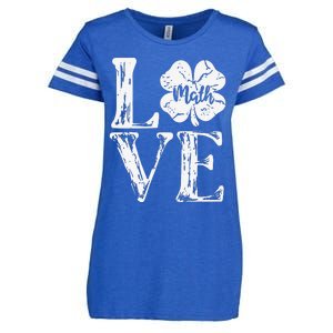 Love Shamrock Math Teacher St Patricks Day Enza Ladies Jersey Football T-Shirt