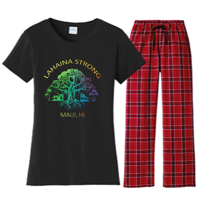 Lahaina Strong Maui Hawaii Old Banyan Tree saving thank you Women's Flannel Pajama Set