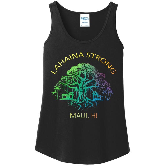 Lahaina Strong Maui Hawaii Old Banyan Tree saving thank you Ladies Essential Tank