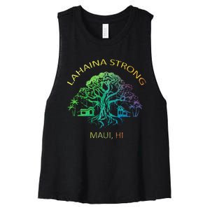 Lahaina Strong Maui Hawaii Old Banyan Tree saving thank you Women's Racerback Cropped Tank