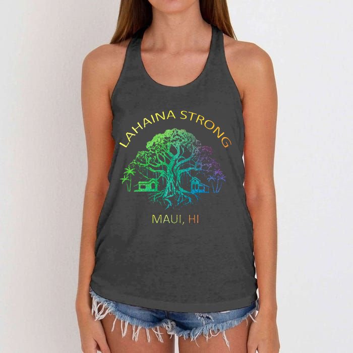 Lahaina Strong Maui Hawaii Old Banyan Tree saving thank you Women's Knotted Racerback Tank