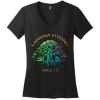 Lahaina Strong Maui Hawaii Old Banyan Tree saving thank you Women's V-Neck T-Shirt