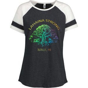 Lahaina Strong Maui Hawaii Old Banyan Tree saving thank you Enza Ladies Jersey Colorblock Tee