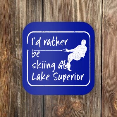 Lake Superior Michigan Great Lakes Id Rather Be Skiing Gift Coaster