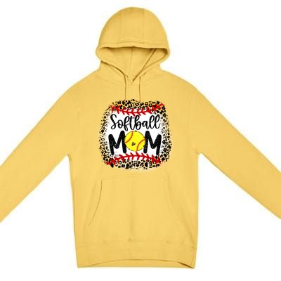 Leopard Softball Mom Funny Gift Softball Mom Meaningful Gift Premium Pullover Hoodie