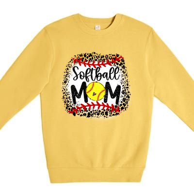 Leopard Softball Mom Funny Gift Softball Mom Meaningful Gift Premium Crewneck Sweatshirt