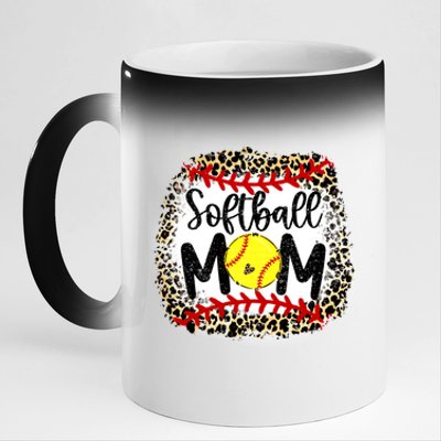 Leopard Softball Mom Funny Gift Softball Mom Meaningful Gift 11oz Black Color Changing Mug