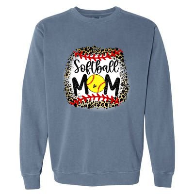 Leopard Softball Mom Funny Gift Softball Mom Meaningful Gift Garment-Dyed Sweatshirt