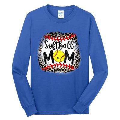 Leopard Softball Mom Funny Gift Softball Mom Meaningful Gift Tall Long Sleeve T-Shirt