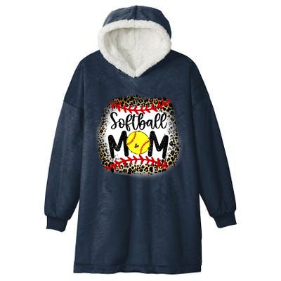 Leopard Softball Mom Funny Gift Softball Mom Meaningful Gift Hooded Wearable Blanket