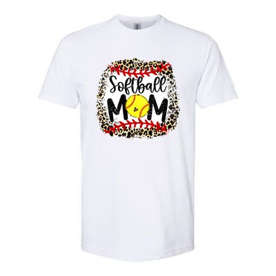 Leopard Softball Mom Funny Gift Softball Mom Meaningful Gift Softstyle CVC T-Shirt