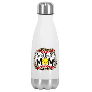 Leopard Softball Mom Funny Gift Softball Mom Meaningful Gift Stainless Steel Insulated Water Bottle