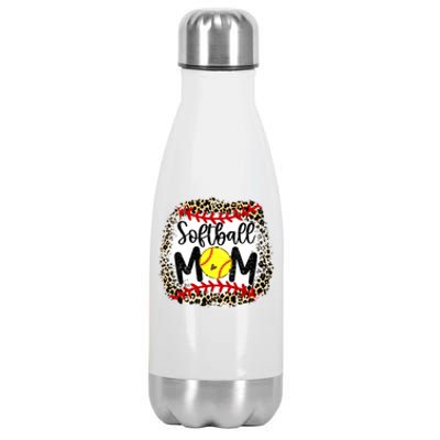 Leopard Softball Mom Funny Gift Softball Mom Meaningful Gift Stainless Steel Insulated Water Bottle