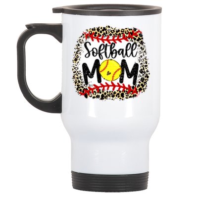 Leopard Softball Mom Funny Gift Softball Mom Meaningful Gift Stainless Steel Travel Mug