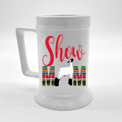 Livestock Show Mom Lamb Silhouette Serape Gift Beer Stein