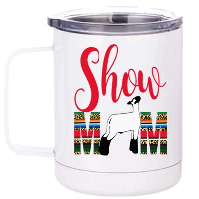 Livestock Show Mom Lamb Silhouette Serape Gift 12 oz Stainless Steel Tumbler Cup