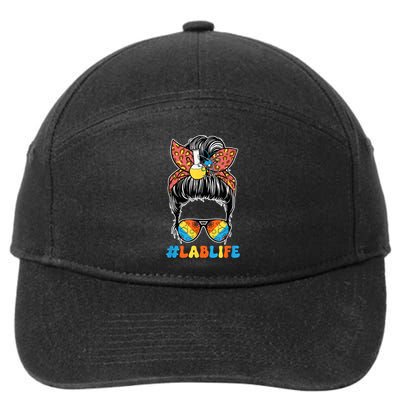 Lab Scientist Messy Bun Lab Week 2025 Laboratory Day 7-Panel Snapback Hat
