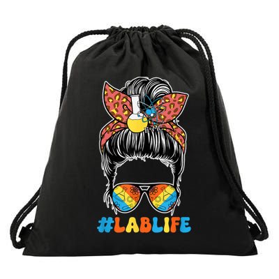 Lab Scientist Messy Bun Lab Week 2025 Laboratory Day Drawstring Bag
