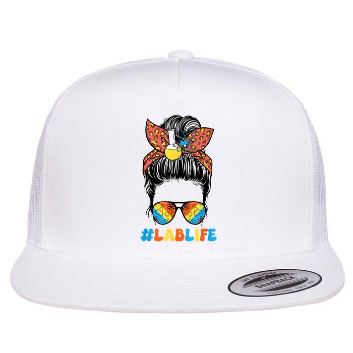 Lab Scientist Messy Bun Lab Week 2025 Laboratory Day Flat Bill Trucker Hat