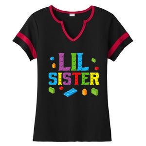 Lil Sister Master Builder Building Bricks Blocks Family Set Ladies Halftime Notch Neck Tee