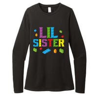 Lil Sister Master Builder Building Bricks Blocks Family Set Womens CVC Long Sleeve Shirt