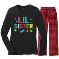 Lil Sister Master Builder Building Bricks Blocks Family Set Women's Long Sleeve Flannel Pajama Set 