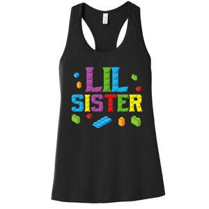 Lil Sister Master Builder Building Bricks Blocks Family Set Women's Racerback Tank