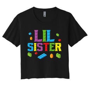 Lil Sister Master Builder Building Bricks Blocks Family Set Women's Crop Top Tee