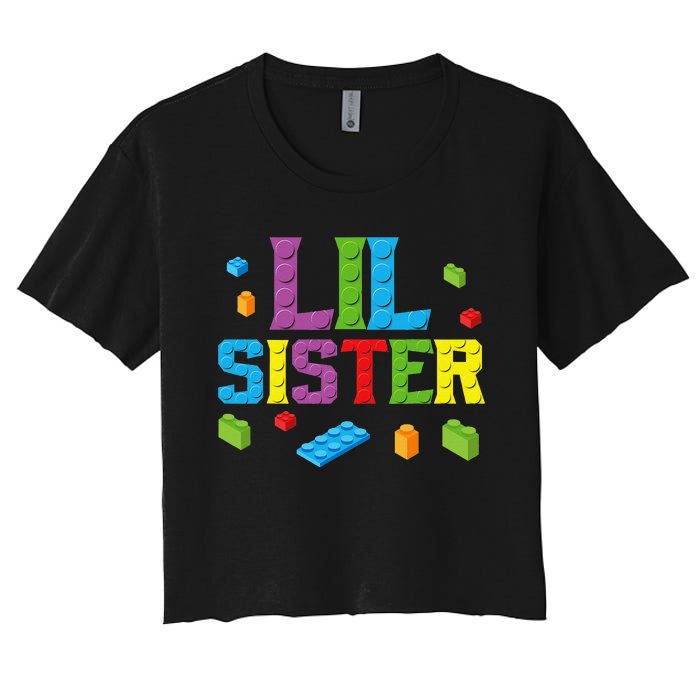 Lil Sister Master Builder Building Bricks Blocks Family Set Women's Crop Top Tee