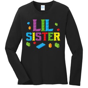 Lil Sister Master Builder Building Bricks Blocks Family Set Ladies Long Sleeve Shirt