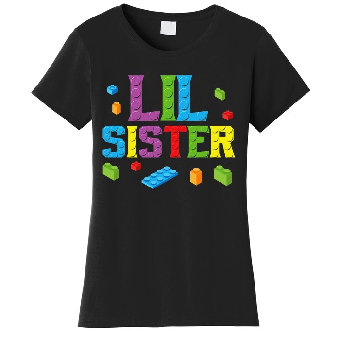 Lil Sister Master Builder Building Bricks Blocks Family Set Women's T-Shirt