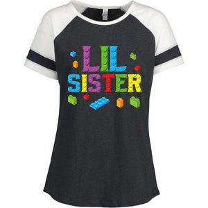 Lil Sister Master Builder Building Bricks Blocks Family Set Enza Ladies Jersey Colorblock Tee