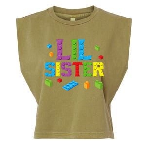 Lil Sister Master Builder Building Bricks Blocks Family Set Garment-Dyed Women's Muscle Tee