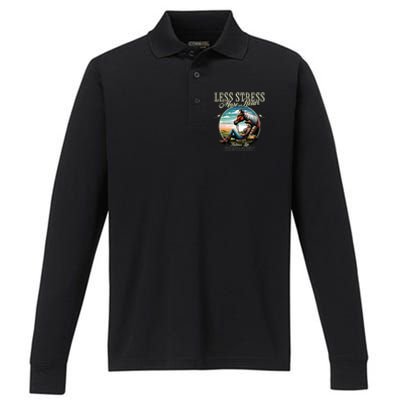 Less Stress More Relax Cowgirl Performance Long Sleeve Polo