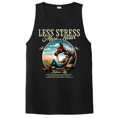 Less Stress More Relax Cowgirl PosiCharge Competitor Tank