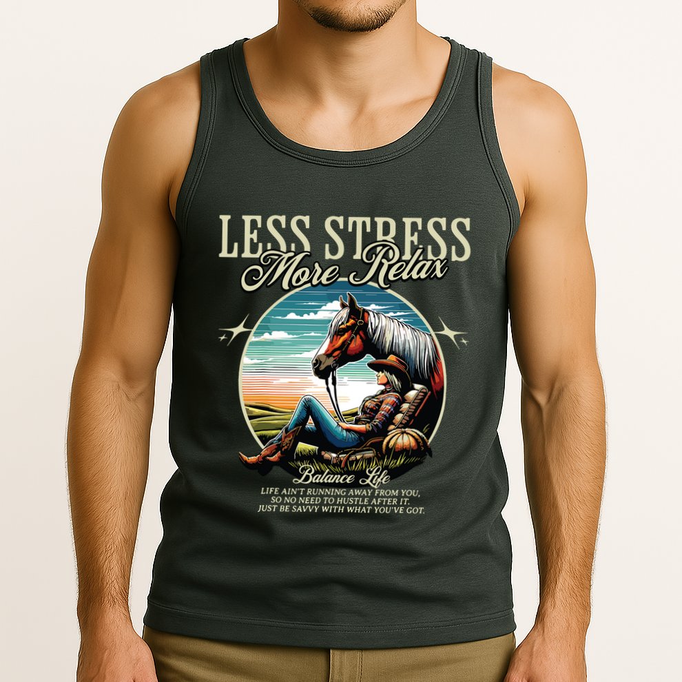 Less Stress More Relax Cowgirl Tank Top