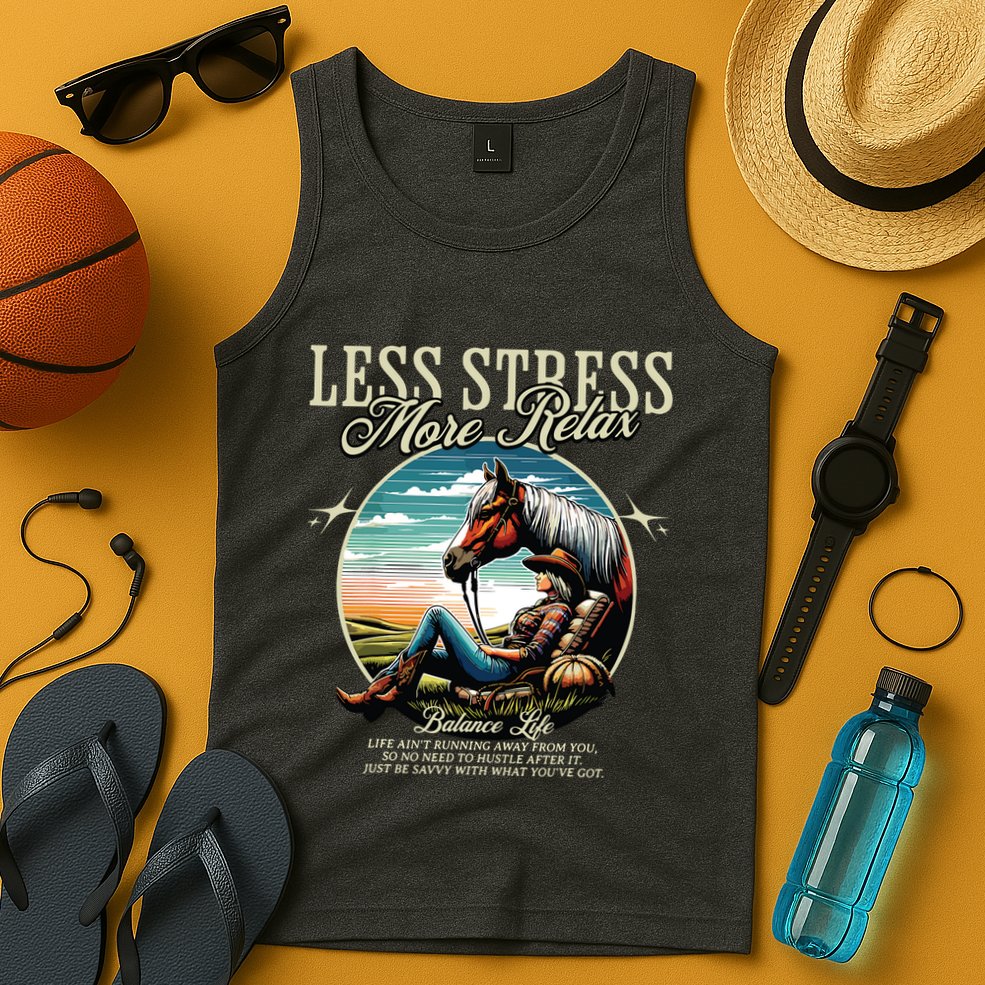 Less Stress More Relax Cowgirl Tank Top