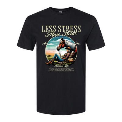 Less Stress More Relax Cowgirl Softstyle CVC T-Shirt