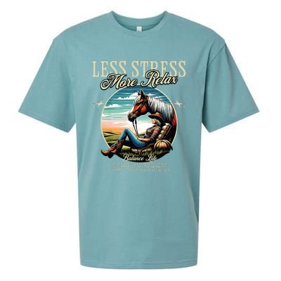 Less Stress More Relax Cowgirl Sueded Cloud Jersey T-Shirt